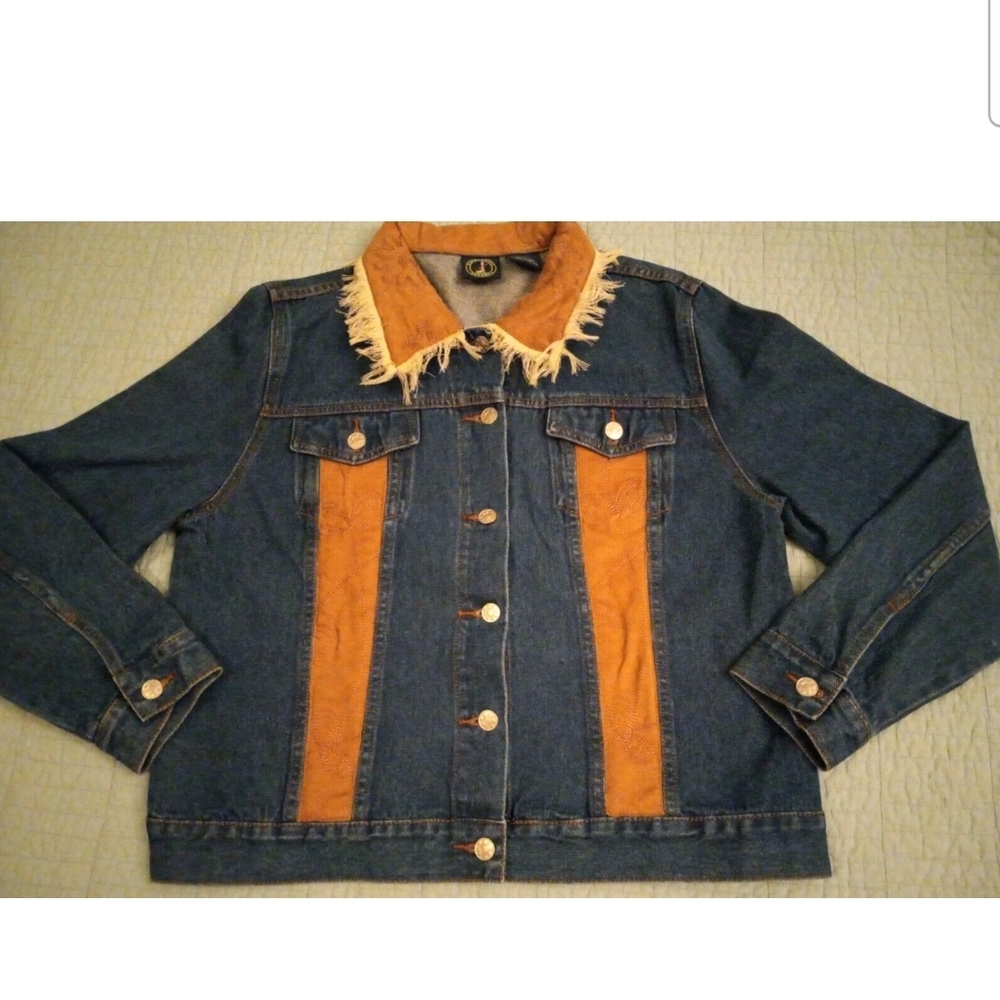 Lighthouse Apparel Denim and Faux Suede Intricate Long Sleeve Jacket